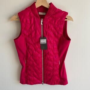 KJUS Womens Retention Vest XS 34 Magenta Quilted Satin Sheen Full Zip NWT